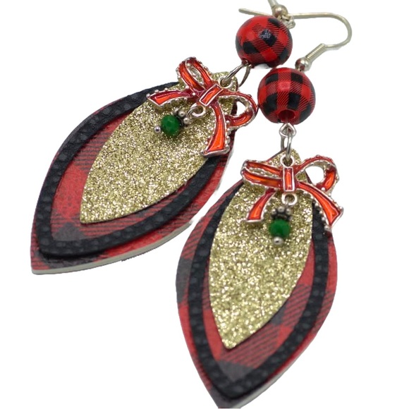 Handmade Dangle Christmas earrings - Picture 2 of 8